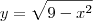 y=\sqrt{9-x^2}