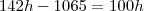 142h-1065=100h 142h-1065=100h