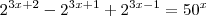 {2}^{3x+2}-{2}^{3x+1}+{2}^{3x-1}={50}^{x}