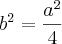 b^2 = \frac{a^2}{4}