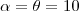 \alpha=\theta=10 \alpha=\theta=10