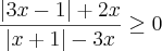 \frac{\left|3x-1 \right| +2x}{\left|x+1 \right|-3x}\geq0