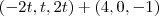 (-2t,t,2t)+(4,0,-1) (-2t,t,2t)+(4,0,-1)