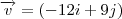 \overrightarrow{v}=(-12i+9j) \overrightarrow{v}=(-12i+9j)