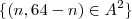 \{(n,64-n) \in A^2 \} \{(n,64-n) \in A^2 \}