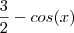 \frac{3}{2} - cos(x) \frac{3}{2} - cos(x)