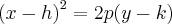 {(x-h)}^{2}=2p(y-k) {(x-h)}^{2}=2p(y-k)