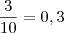 \dfrac{3}{10}=0,3 \dfrac{3}{10}=0,3