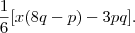 \frac{1}{6}[x(8q -p) -3pq ] .