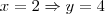 x=2 \Rightarrow y=4 x=2 \Rightarrow y=4
