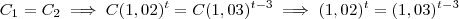 C_1 = C_ 2 \implies C(1,02)^t = C(1,03)^{t-3} \implies (1,02)^t = (1,03)^{t-3} C_1 = C_ 2 \implies C(1,02)^t = C(1,03)^{t-3} \implies (1,02)^t = (1,03)^{t-3}
