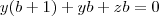 y(b+1)+yb+zb=0 y(b+1)+yb+zb=0