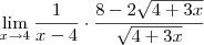 \lim_{x \to 4}\frac{1}{x-4} \cdot \frac{8-2\sqrt{4+3x}}{ \sqrt{4+3x}}