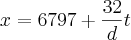 x= 6797+\frac{32}{d}t x= 6797+\frac{32}{d}t