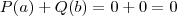 P(a) + Q(b) = 0 + 0 = 0