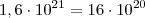 1,6 \cdot 10^{21}=16 \cdot 10^{20}