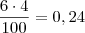 \dfrac{6\cdot 4}{100}=0,24