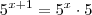5^{x+1} = 5^x \cdot 5 5^{x+1} = 5^x \cdot 5