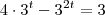 4 \cdot 3^t - 3^{2t} = 3 4 \cdot 3^t - 3^{2t} = 3