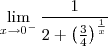 \lim_{x\to 0^-}\frac{1}{2+\left(\frac{3}{4}}\right)^{\frac{1}{x}}}