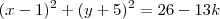 (x-1)^2+(y+5)^2=26-13k (x-1)^2+(y+5)^2=26-13k