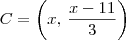 C = \left(x,\, \frac{x - 11}{3}\right) C = \left(x,\, \frac{x - 11}{3}\right)