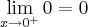 \lim_{x\rightarrow {0}^{+}} 0 = 0
