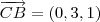 \overrightarrow{CB}=(0,3,1) \overrightarrow{CB}=(0,3,1)