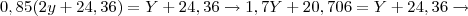 0,85(2y + 24,36) = Y + 24,36 \rightarrow 1,7Y + 20,706 = Y + 24,36 \rightarrow