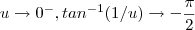 u\to 0^-  , tan^{-1}(1/u) \to -\frac{\pi}{2}