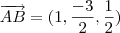 \overrightarrow{AB}=(1,\frac{-3}{2},\frac{1}{2}) \overrightarrow{AB}=(1,\frac{-3}{2},\frac{1}{2})