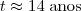 t \approx 14\;\mbox{anos}