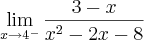 \lim_{x\rightarrow{4}^{-}} \frac{3-x}{{x}^{2}-2x-8}