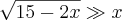 \sqrt{15-2x} \gg x \sqrt{15-2x} \gg x