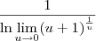 \frac{1}{\displaystyle{\ln \lim_{u\to 0} (u+1)^\frac{1}{u}}}