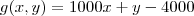 g(x,y)=1000x+y-4000