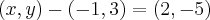 (x,y)-(-1,3)=(2,-5)