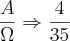 \frac{# A}{# \Omega}\Rightarrow\frac{4}{35} \frac{# A}{# \Omega}\Rightarrow\frac{4}{35}