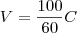 V = \frac{100}{60}C V = \frac{100}{60}C