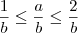 \frac{1}{b} \leq \frac{a}{b} \leq \frac{2}{b} \frac{1}{b} \leq \frac{a}{b} \leq \frac{2}{b}