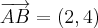 \overrightarrow{AB}=(2,4) \overrightarrow{AB}=(2,4)