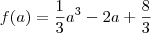 f(a)=\frac{1}{3}a^3-2a+\frac{8}{3} f(a)=\frac{1}{3}a^3-2a+\frac{8}{3}
