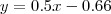 y=0.5x-0.66