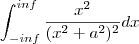 \int_{-inf}^{inf} \frac{x^2}{(x^2+a^2)^2} dx \int_{-inf}^{inf} \frac{x^2}{(x^2+a^2)^2} dx