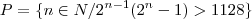 P = \{ n \in N / 2^{n-1}(2^{n}-1) > 1128 \} P = \{ n \in N / 2^{n-1}(2^{n}-1) > 1128 \}