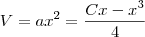 V = ax^2 = \frac{Cx - x^3}{4}