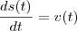 \frac{ds(t)}{dt}=v(t) \frac{ds(t)}{dt}=v(t)