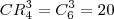 CR_{4}^{3} = C_{6}^{3} = 20 CR_{4}^{3} = C_{6}^{3} = 20