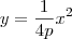 y=\frac{1}{4p}x^2 y=\frac{1}{4p}x^2