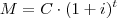 M=C\cdot(1+i)^t M=C\cdot(1+i)^t